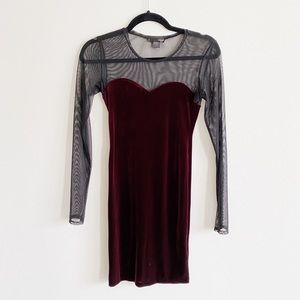 Aqua • Velvet and Mesh Mini Dress